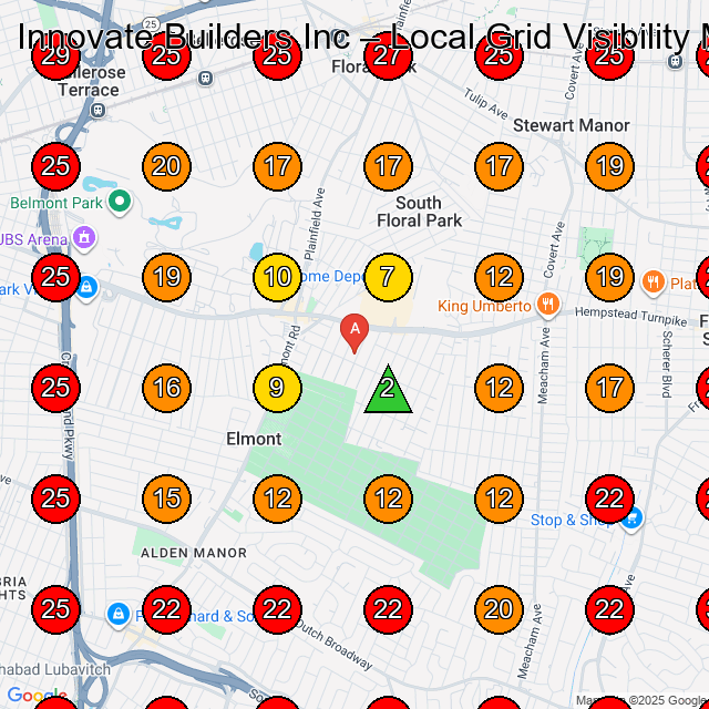Innovate Builders Inc GeoGrid visibility map for Concrete Contractor in Elmont
